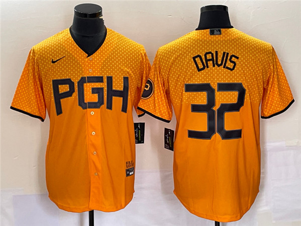 Men's Pittsburgh Pirates #32 Henry Davis Gold 2023 City Connect Stitched Jersey